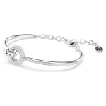 Dextera bangle Round cut, White, Rhodium plated